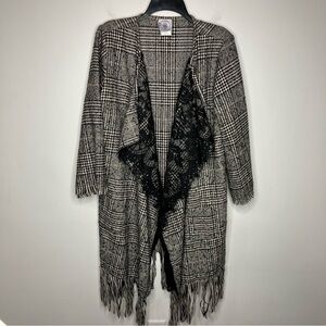 Much Muchette plaid‎ fringe poncho jacket one size